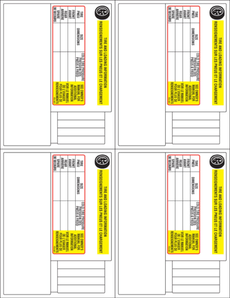 FD-337: Combo Federal Certification Label and Tire Placard for USA ...