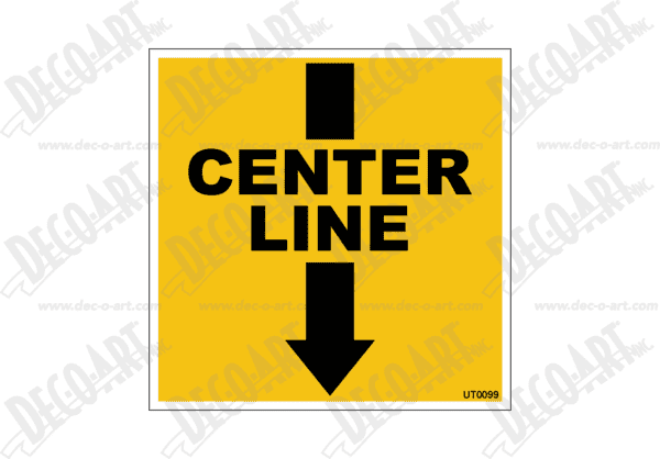 UT0099: Center line arrow label. Pack of 100.